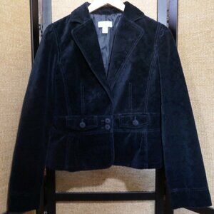 Ann Taylor LOFT Women’s Black Velvet Floral Damask Fitted Blazer Jacket Size 10